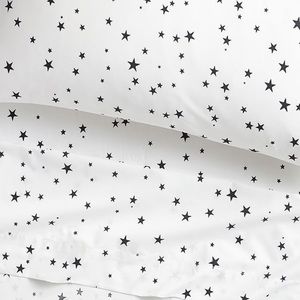 PBK Organic The Emily & Meritt Allover Star Sheet Set, Twin, Black/white